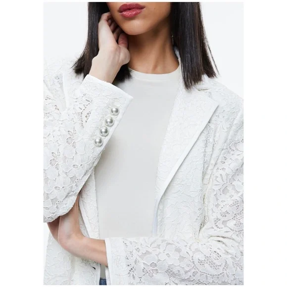 Alice and Olivia JUDITH SHEER LACE SHAWL COLLAR BLAZER size 8